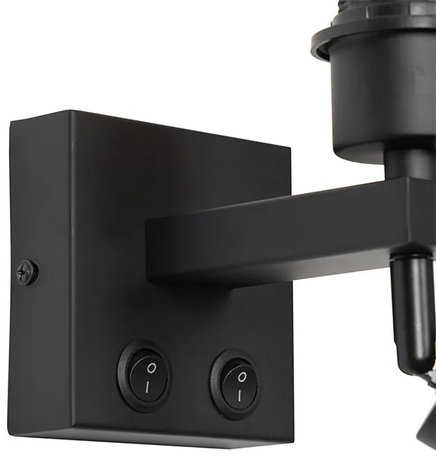 Lampa de perete moderna neagra cu lumina de citit - Brescia