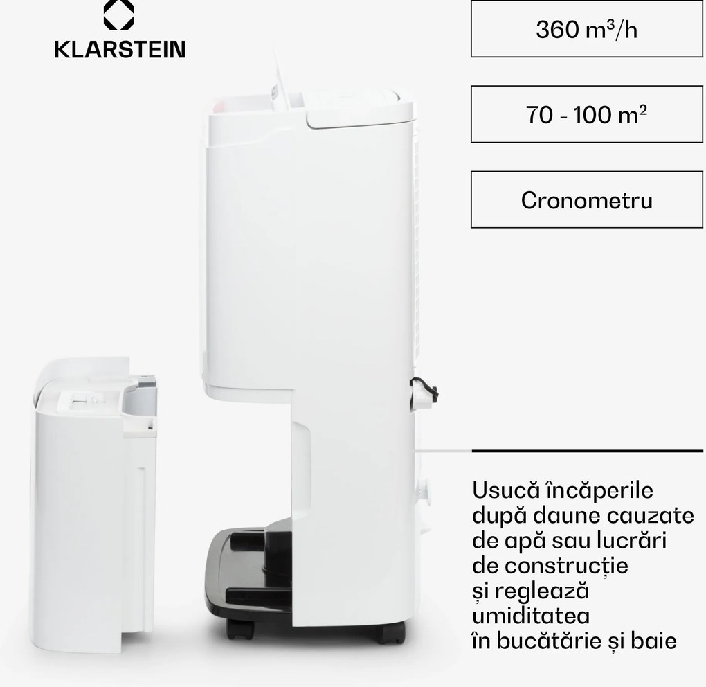 Klarstein DryFy Connect 50 Smart, Dezumidificator de aer, WiFi, Compresie, 50l/zi, 45-55m², Alb