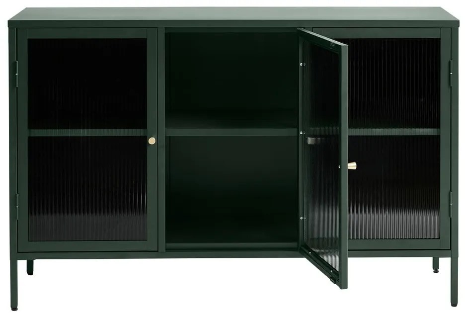 Vitrină din metal Unique Furniture Bronco, înălțime 85 cm, verde