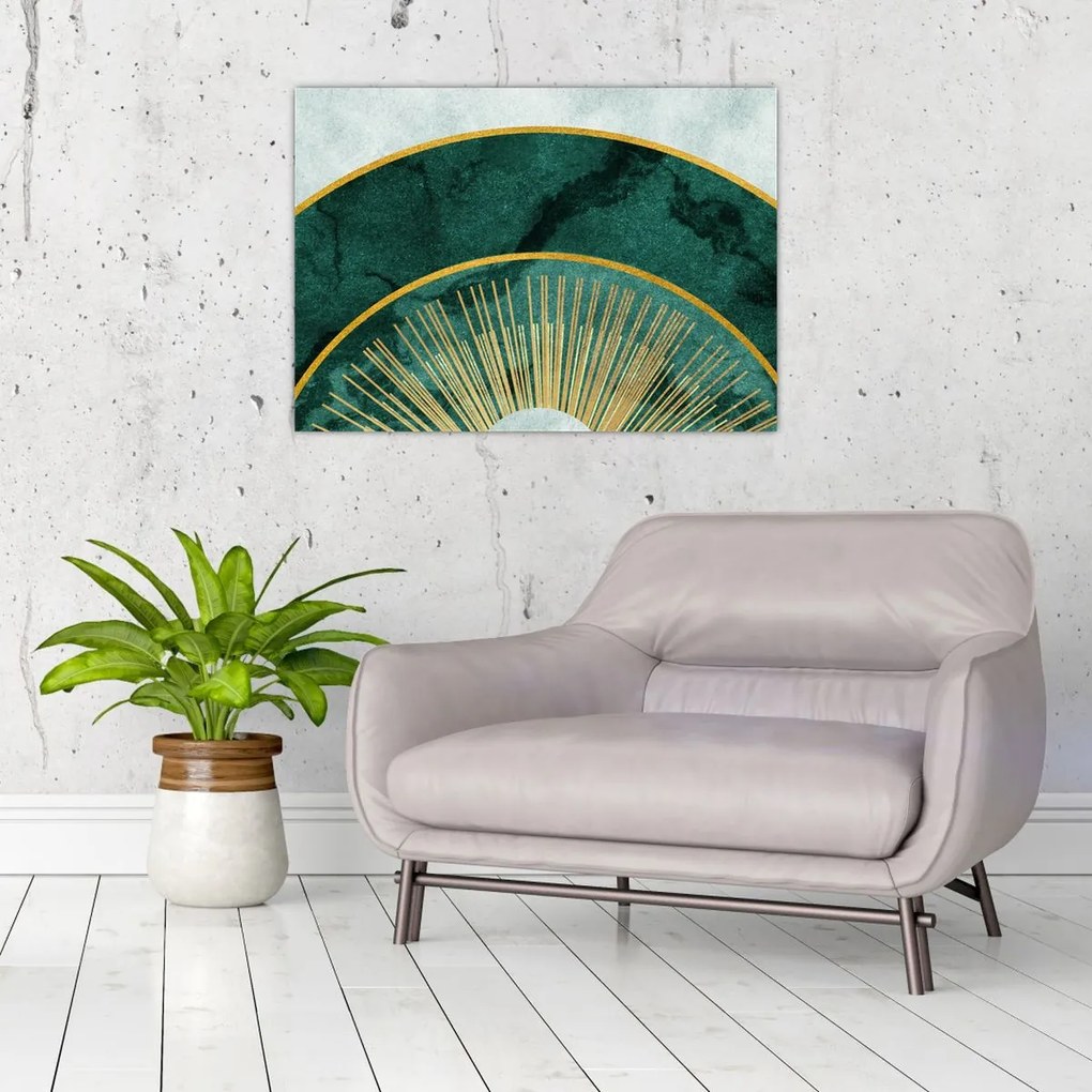 Tablou - Forme cu texturi aurii (70x50 cm)