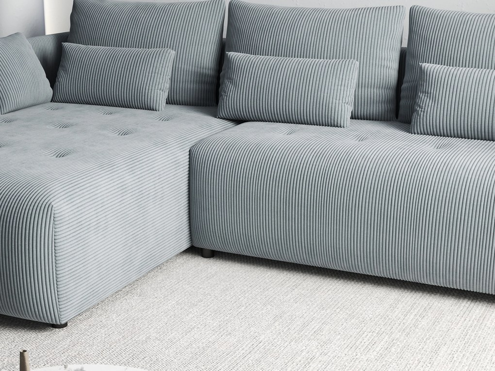 Colțar extensibil dumonde cu ladă de depozitare si sezut confortabil din spuma high-density, Malta Zoom Grey 235x185 cm