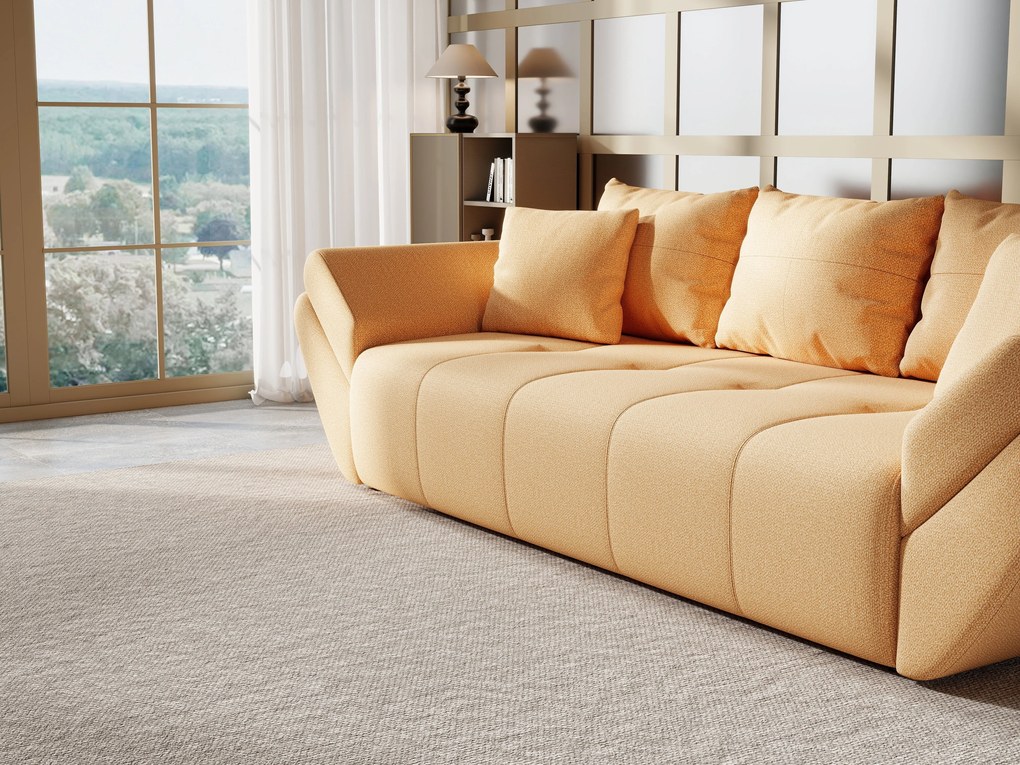 Canapea extensibilă dumonde cu ladă de depozitare si sezut confortabil din spuma high-density, Berlin Enjoy Mango 250x100 cm