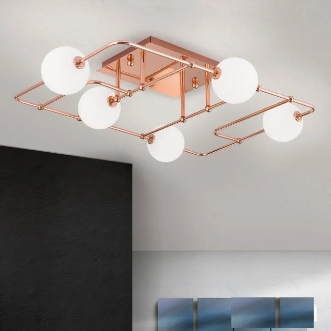 Plafoniera, Lustra aplicata tavan design modern PIPES, copper