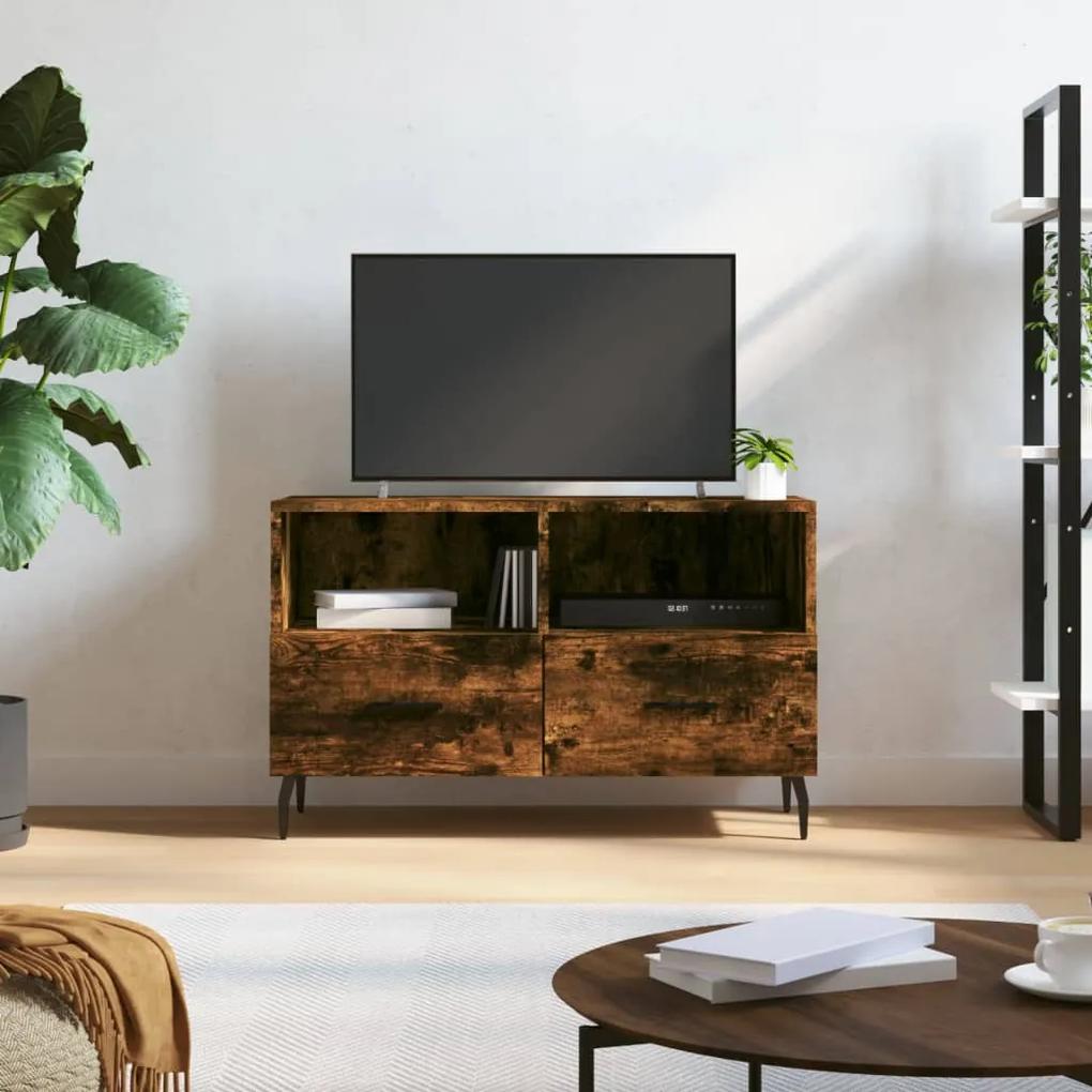Comoda TV, stejar fumuriu, 80x36x50 cm, lemn prelucrat