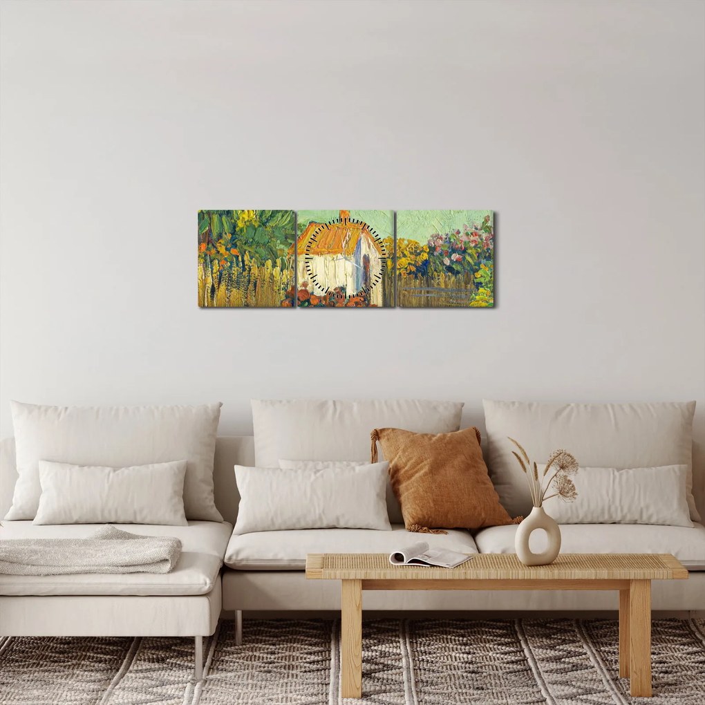 Tablou - Imitator of Vincent van Gogh, Landscape, reproducere (cu ceas) (90x30 cm)