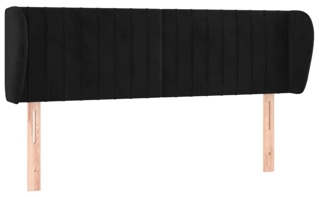 3117432 vidaXL Tăblie de pat cu aripioare negru 147x23x78/88 cm catifea