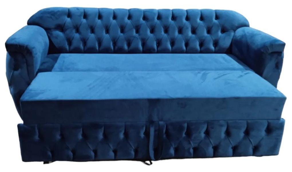 Canapea extensibila ASI, 230 cm L, Albastru, Pluș