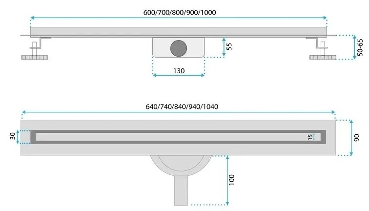 Rea Neo Slim Pro rigola liniara 100 cm otel REA-G5803