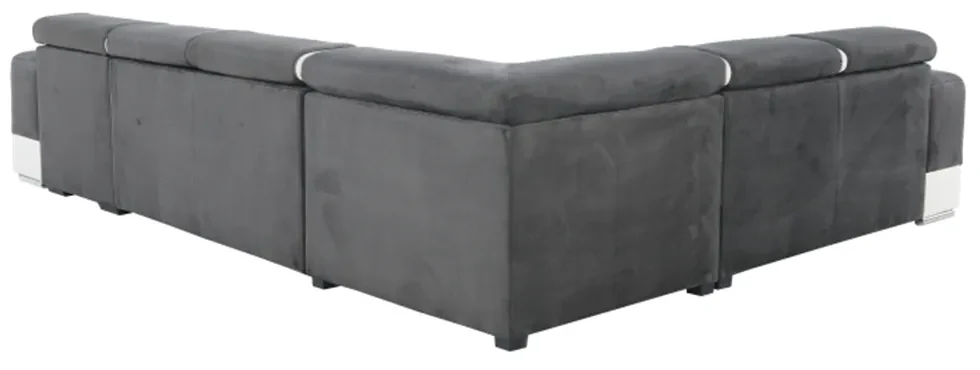 colţar în formă de U, piele ecologică albă/material textil gri, model dreapta, KAMELIA