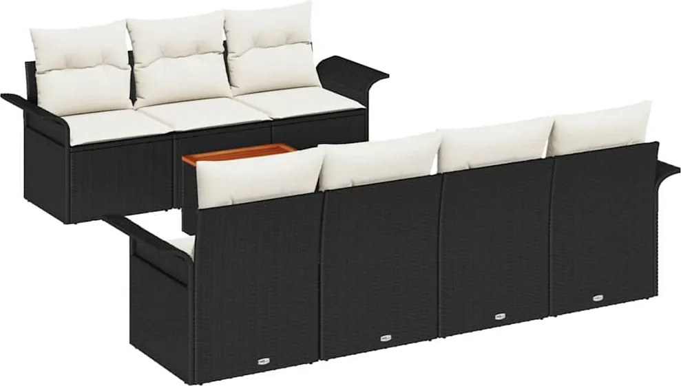 vidaXL Set de canapele pentru grădină cu pernă 8 pcs Negru poliratan