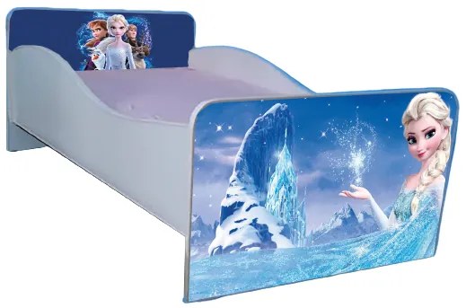 Pat fetite 2-8 ani cu Elsa din Frozen, cu saltea 140x70 cm inclusa, varianta cu sertar PTV2126