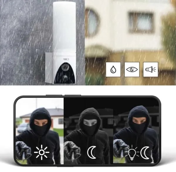 Cameră LED inteligentă de exterior cu sursă de lumină GoSmart LED/12W/230V IP65 Wi-Fi Tuya alb