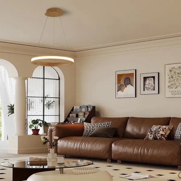 Brilagi - Candelabru LED suspendat pe cablu UMEA WOOD, 30W, 230V, Ø 40 cm, lemn