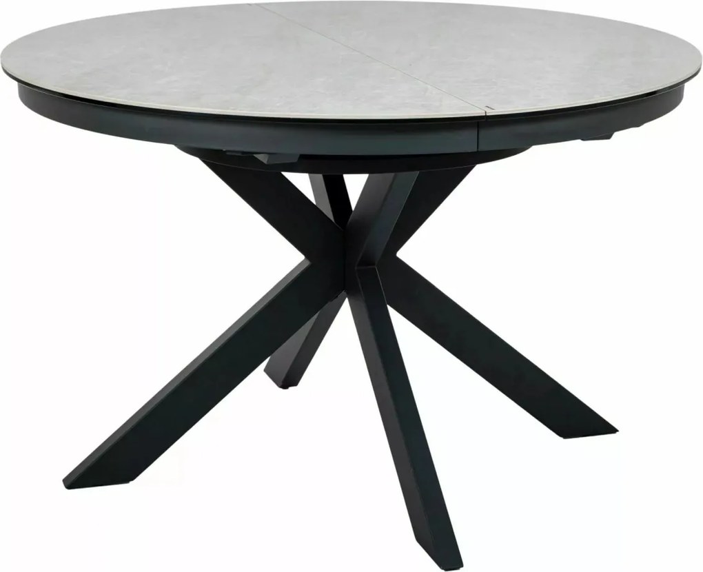 Masa extensibila Porto Ceramic bej lucios/negru mat L120-160xl120 cm