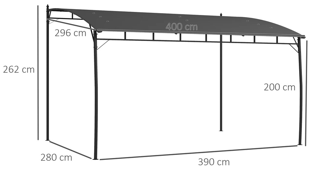 Outsunny Pergola Exterior 3x4m Cadru Metalic Protecție Solară pentru Grătar Terasă Verandă Gri | Aosom Romania