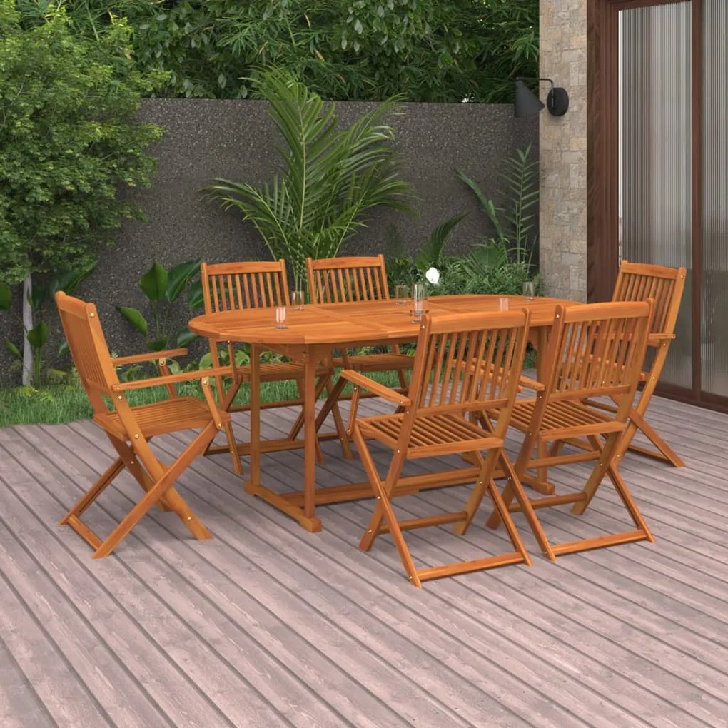 vidaXL Set mobilier de grădină 7 piese 180x90x75 cm, lemn masiv acacia