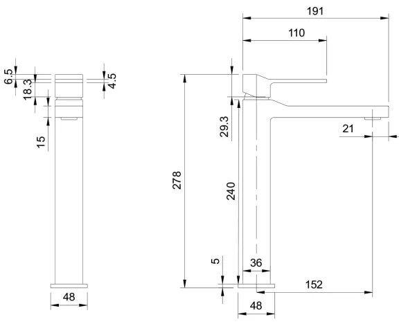 Baterie de lavoar OMNIRES SL7712CR SLIDE 27,8 cm crom lucios