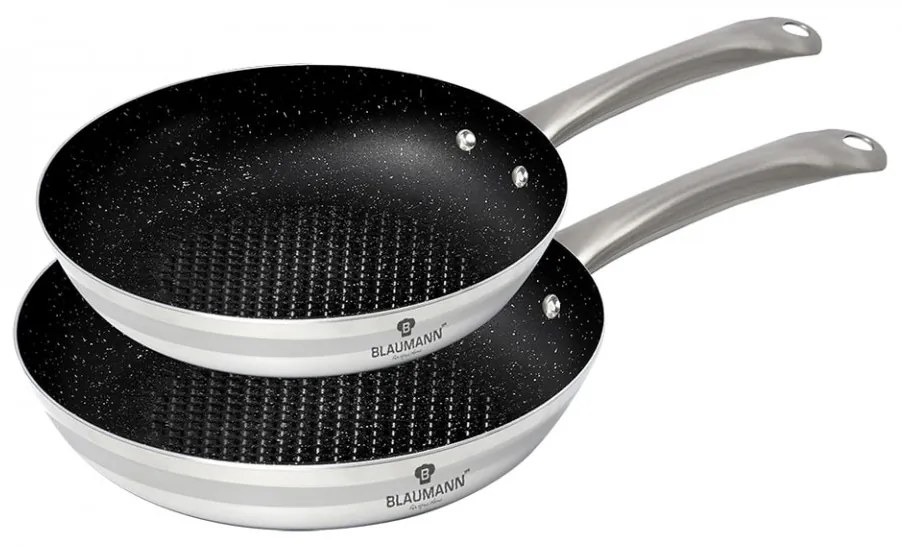 Set 2 tigai non stick otel inoxidabil cu interior din marmura XYLAN Gourmet Line Blaumann BL 3176