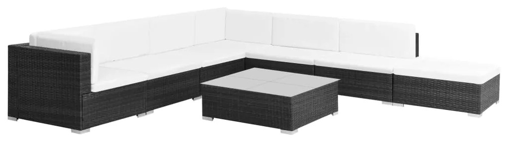 44608 vidaXL Set mobilier de grădină cu perne, 8 piese, negru, poliratan