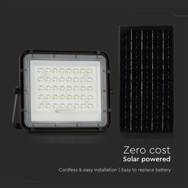Proiector LED solar de exterior LED/10W/3,2V IP65 4000K negru + telecomandă