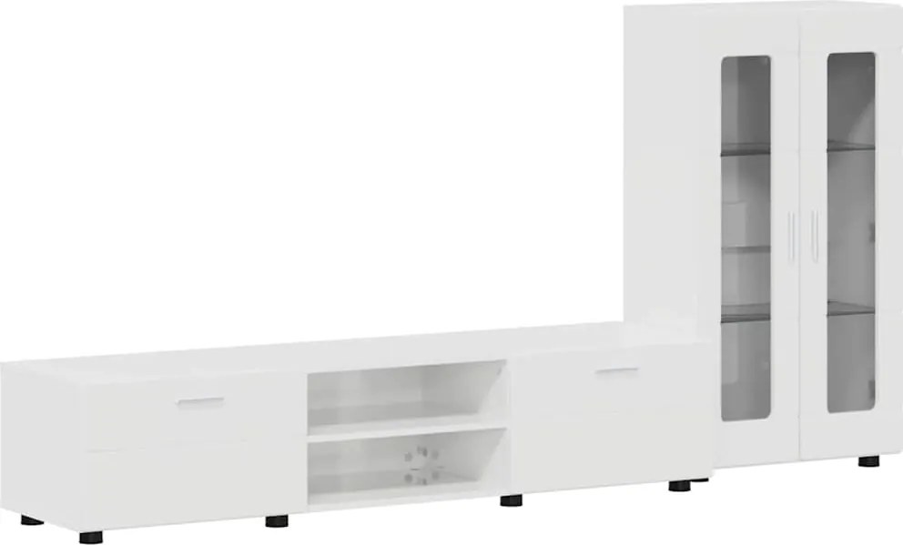 vidaXL Set comodă TV cu sertar cu raft FLORIN Alb lucios Lemn compozit