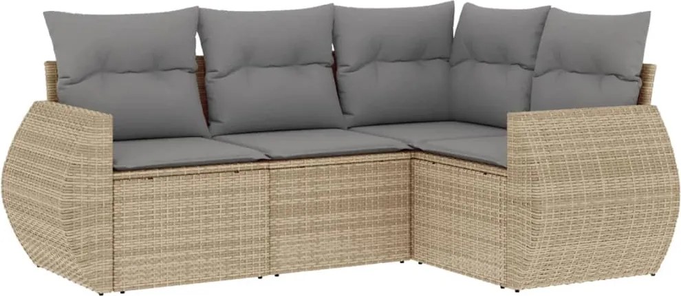 vidaXL Set canapele de grădină, 4 piese, cu perne, bej, poliratan
