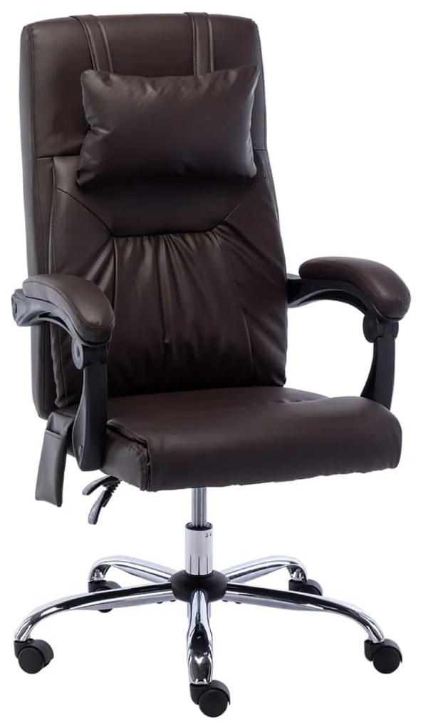 vidaXL Scaun de birou cu masaj, maro, piele ecologică
