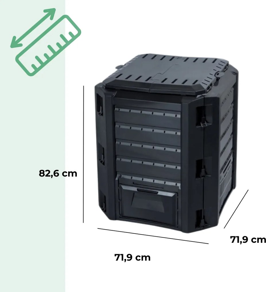 Prosperplast Compostor de grădină - Compogreen 380 l, negru