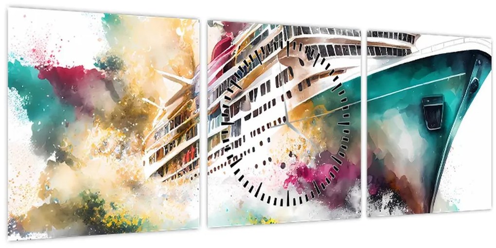 Tablou - Acuarelă mare (cu ceas) (90x30 cm)