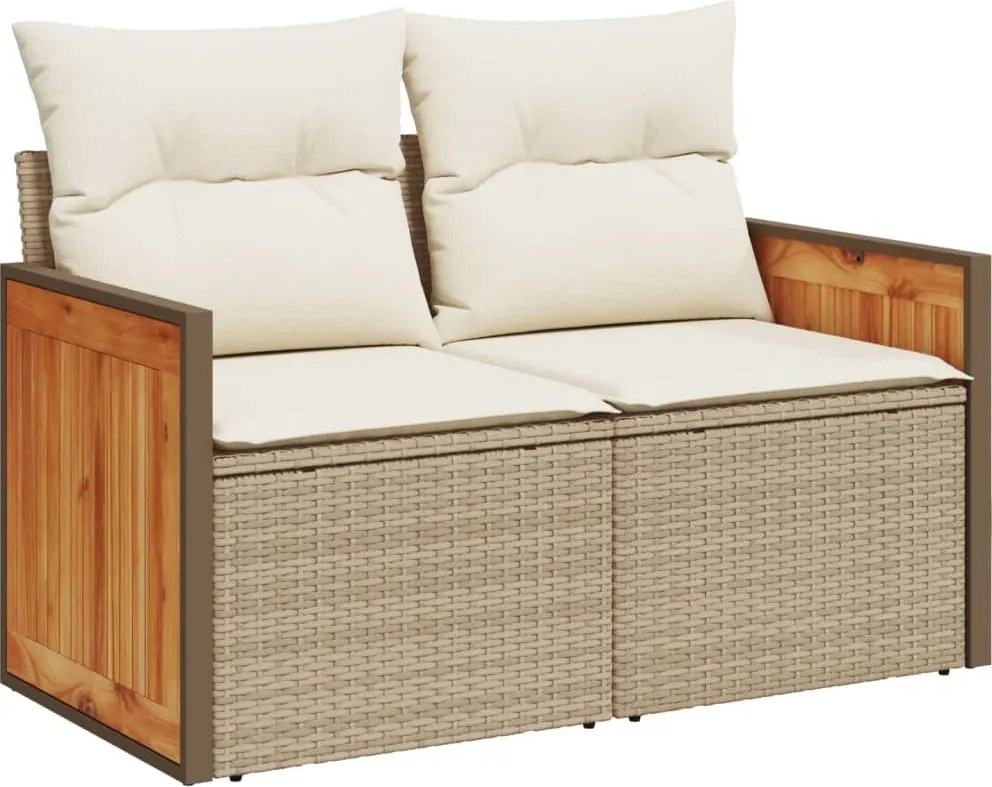 vidaXL Canapea de grădină cu perne, 2 locuri, bej, poliratan