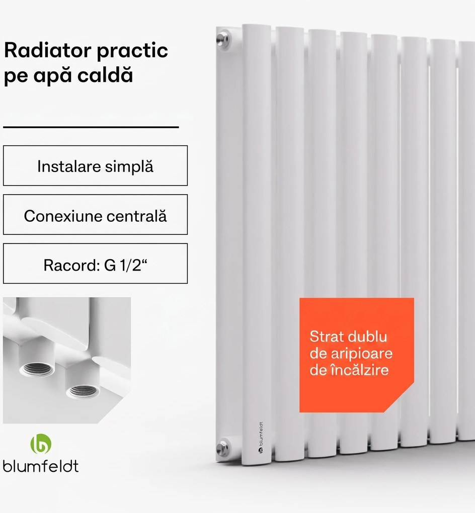 Blumfeldt Tallheo, 100 x 60, radiator, radiator tubular, 1445 W, apă caldă, 1/2