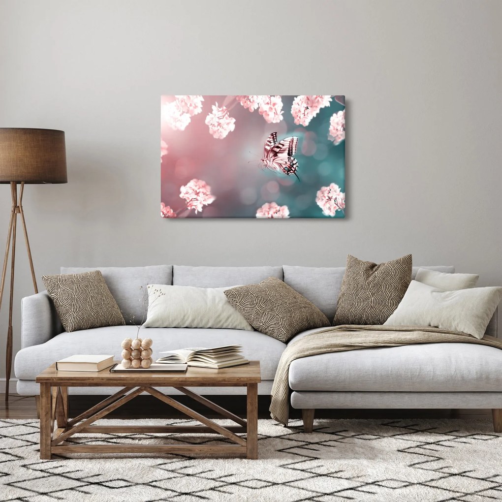 Tablou - Fluture între flori (90x60 cm)