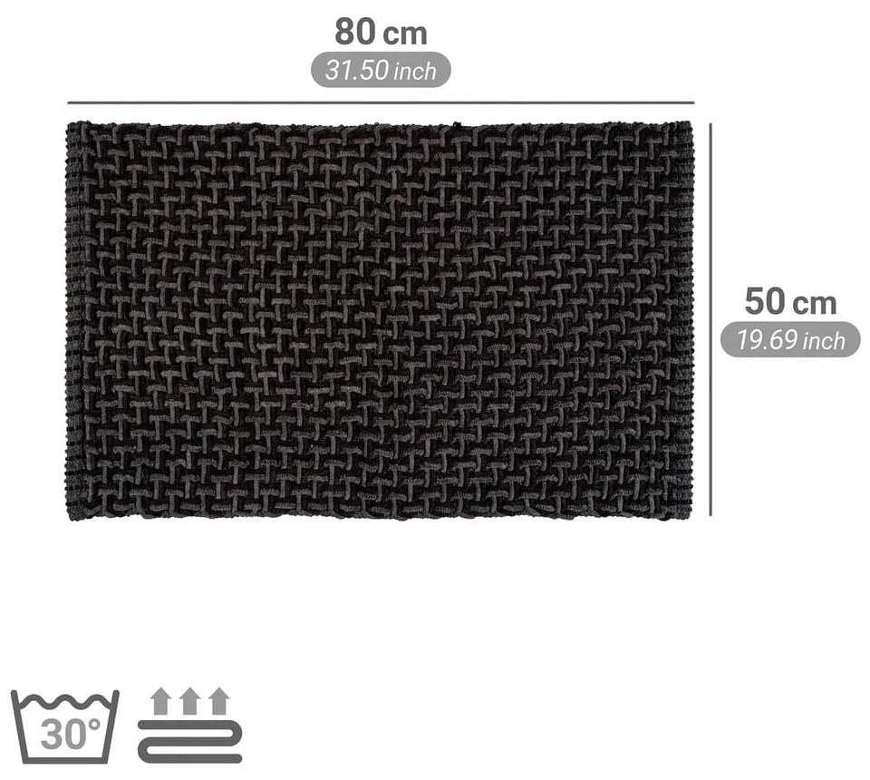 Covoraș de baie gri antracit din material textil 50x80 cm Ecoli – Wenko