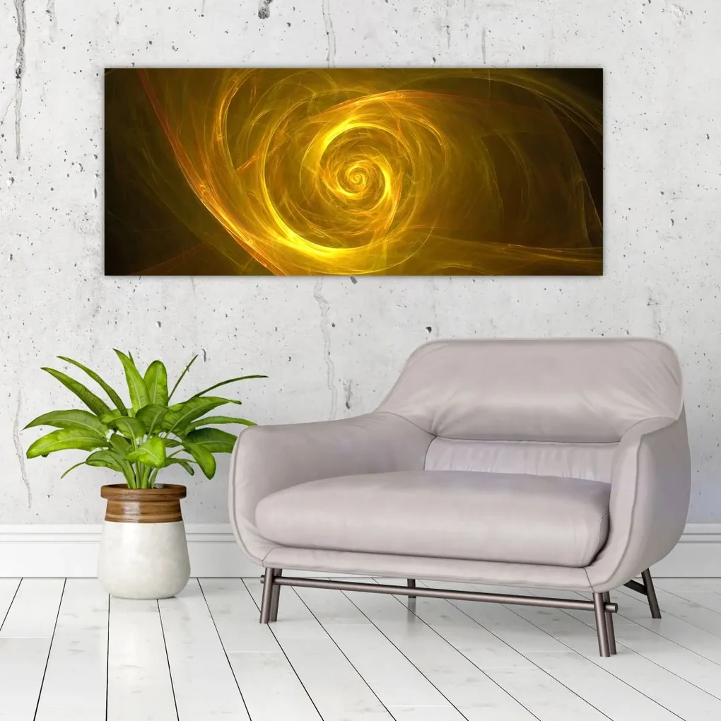 Tablou cu spirala abstractă în galben (120x50 cm), în 40 de alte dimensiuni noi