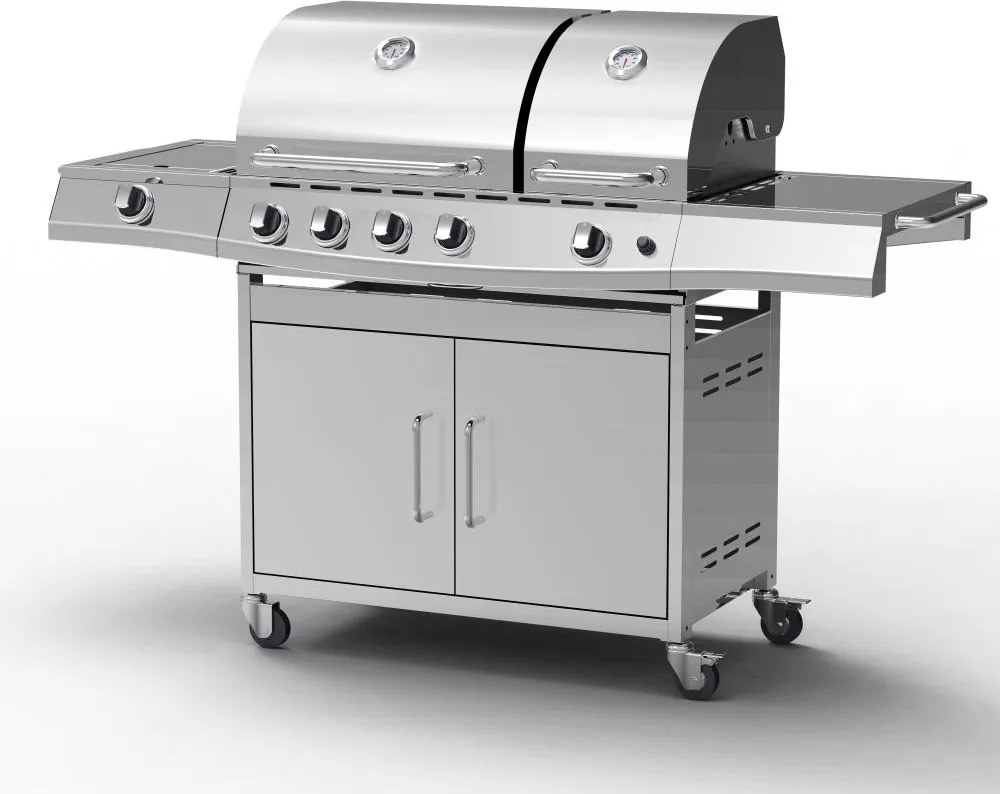 Grătar pe gaz din inox cu arzător lateral+INFRA Avenberg LINCOLN