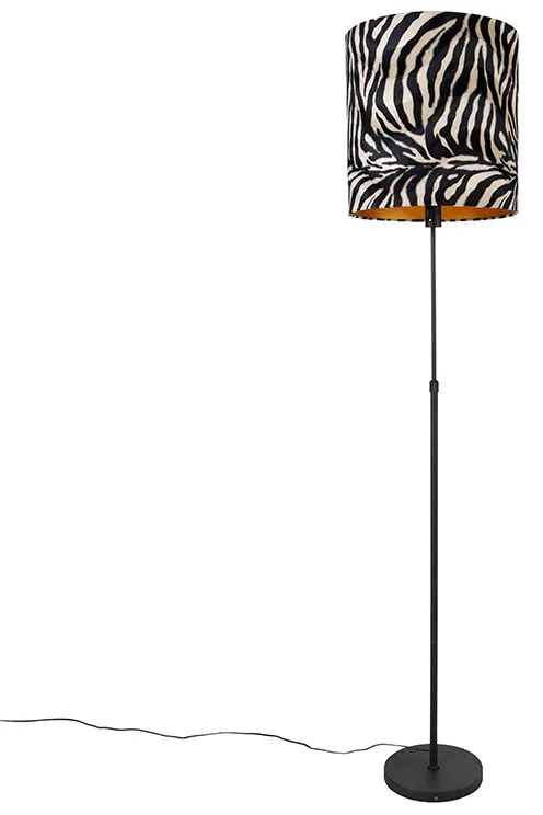 Lampă de podea cu abajur negru cu imprimeu zebră 40 cm reglabil - Parte