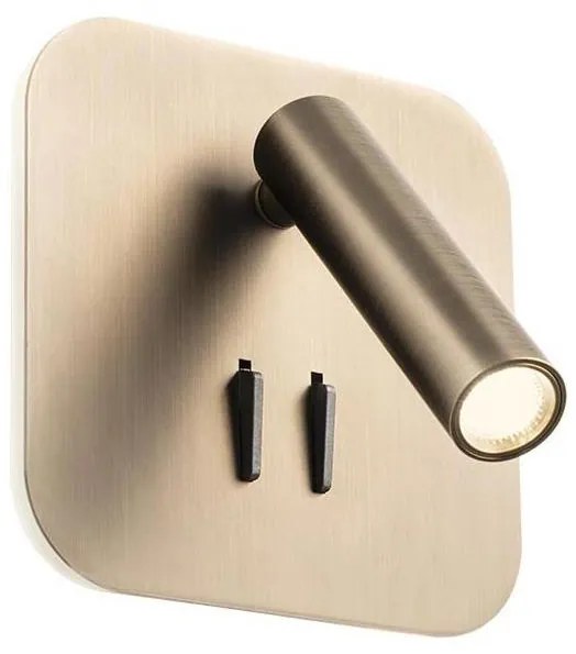 Redo 01-4473 - Aplica de perete QUDA LED, 6W/230V + 3W, CRI 90, USB, bronz