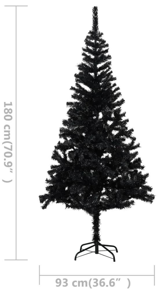 Pom de Craciun artificial cu LED-uri suport, negru, 180 cm PVC Negru, 180 x 93 cm, 1
