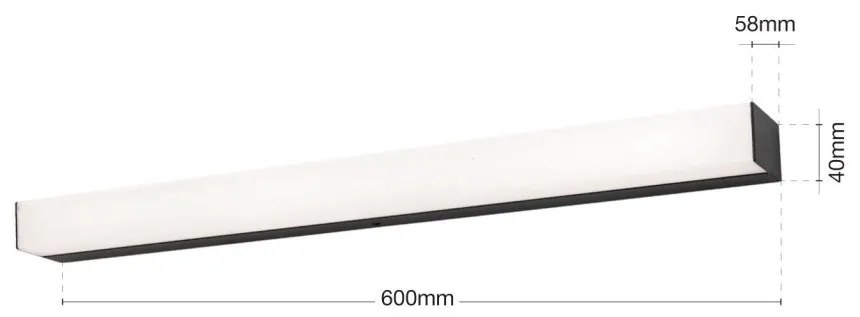 Aplica pentru oglinda baie IP44 HORIZON L-60cm negru