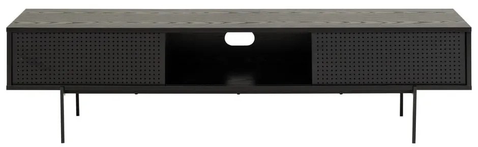 Comodă TV neagră cu aspect de lemn de frasin 180x44,5 cm Angus – Actona