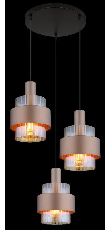 Lustra cu 3 pendule Sticla Chihlimbar Metal Bronz MILLEY