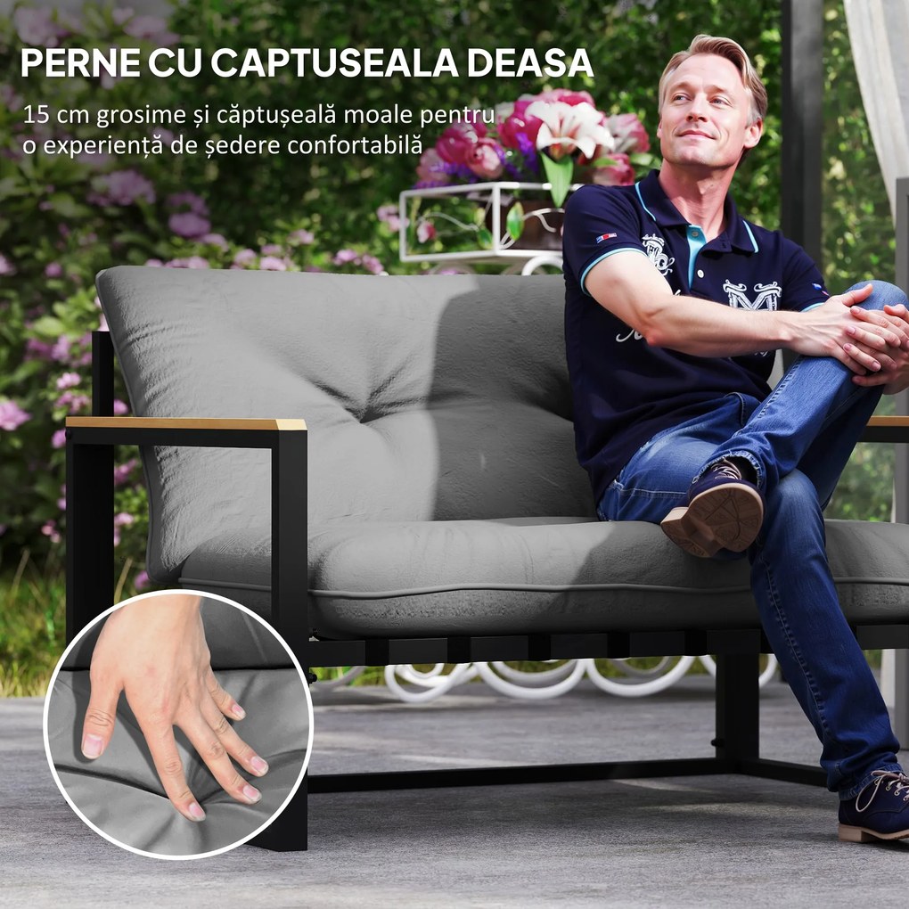 Outsunny Set Grădină 4, Gri Deschis | Aosom Romania