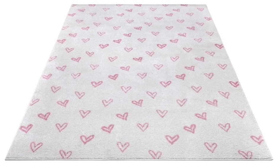 Covor pentru copii alb-roz 120x170 cm Hearts – Hanse Home