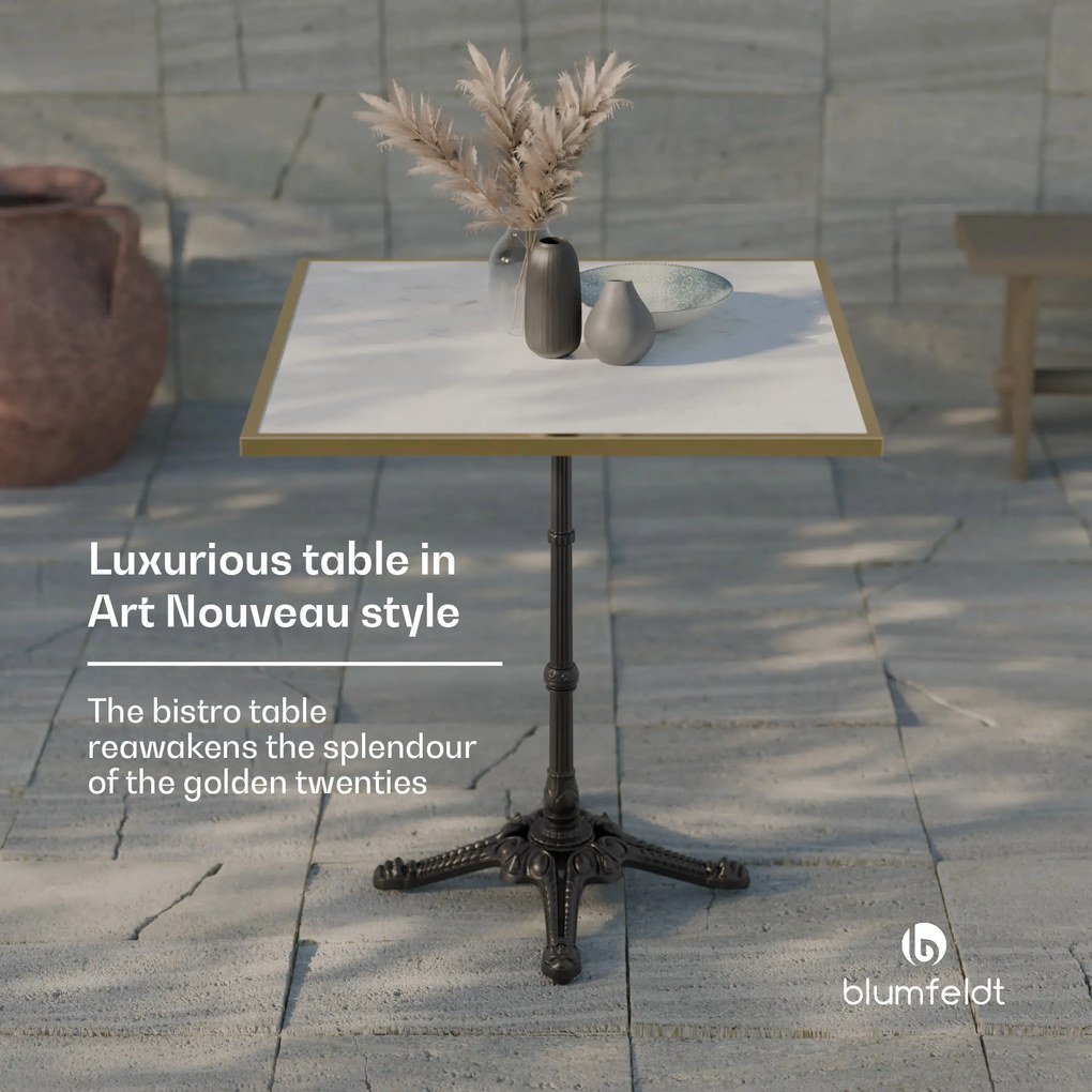 Blumfeldt Patras Lux, masă de bistro, blat de marmură, 60 x 60 cm, bază din fontă