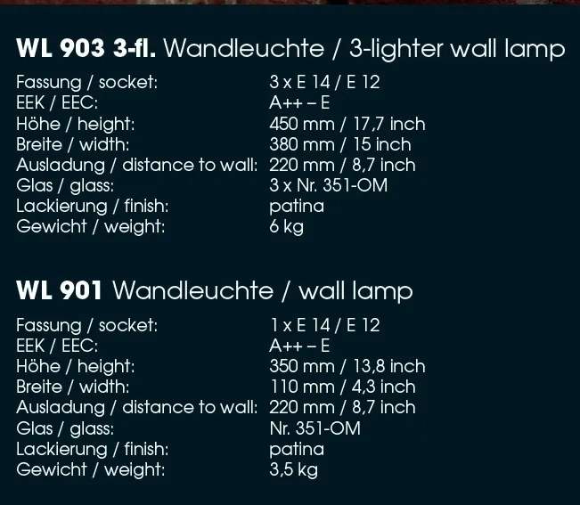 Aplica din fier forjat realizat manual WL 901