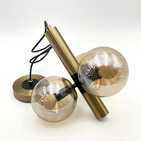 Lustră pe cablu ROLLO 3xE14/5W/230V auriu/bej fumuriu