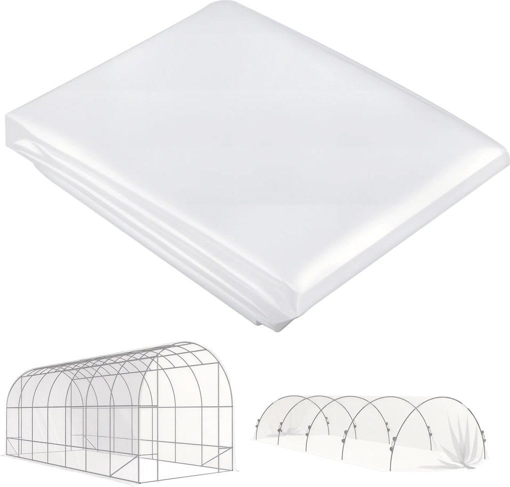 Outsunny Husă pentru seră din plastic, prelată pentru acoperirea plantelor, rezistentă la UV, impermeabilă, 7 x 8 m | Aosom Romania