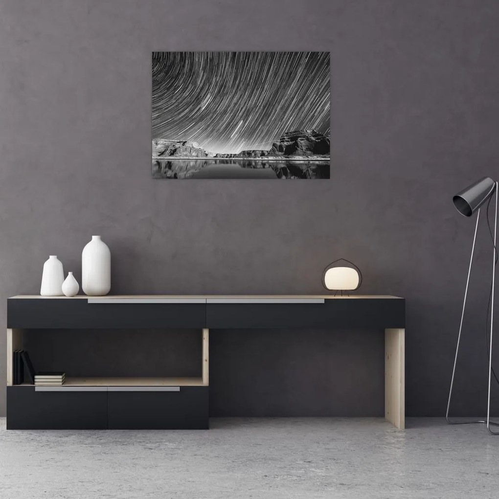 Tablou albnegru cu cerul și stele (70x50 cm)