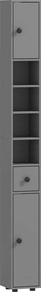 kleankin Dulap de baie, 4 rafturi, sertar, PAL, design subțire, Gri | Aosom Romania