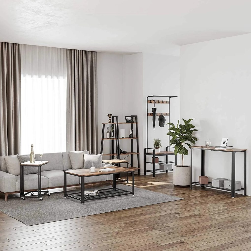 Masuta de serviciu pe roti TAYLOR 50x35cm, maro rustic